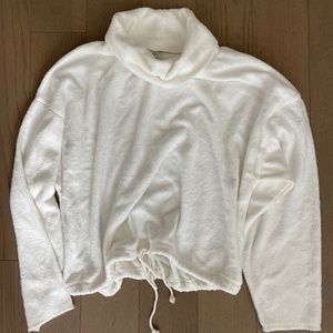 Aerie Soft Pullover Turtleneck with Drawstring Bottom White Size Large
